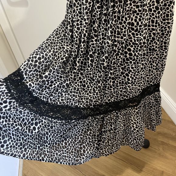 Papillon Womens Dress S Bohemian Sleeveless Maxi White Black V-neck Flowy - Picture 6 of 11